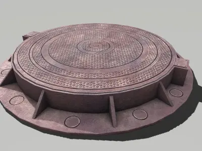 Manhole metal cover with hole in it Low-poly 3D model