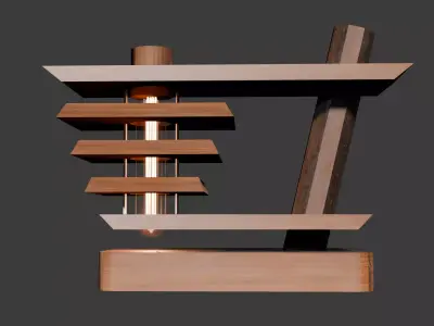 Funk Wood Steps Lamp with Edison Bulb Low-poly 3D model