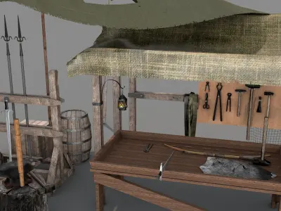 Medieval Market Stall 02 3D model