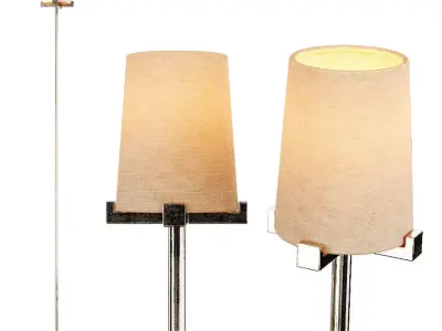 RH PAUILLAC FLOOR LAMP Fabric shade and Nickel 3D model