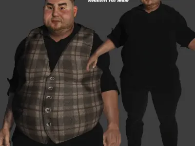 AAA 3D REALISTIC FAT MALE BUSINESSMAN 3-RIG GAME READY CHARACTER Low-poly 3D model