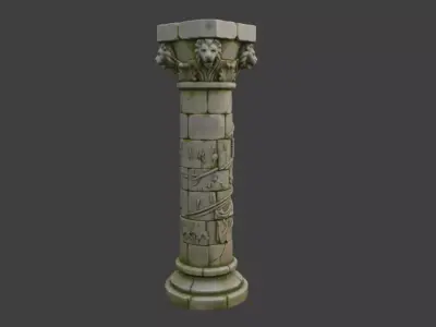 Ancient Ornate Stone Column Low-poly 3D model