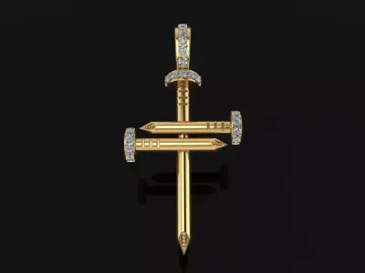 Large Size Diamond Nail Cross Pendant 3D print model