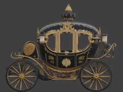 Stylized Jade black and gold  Horse Drawn 3D Character Low-poly 3D model