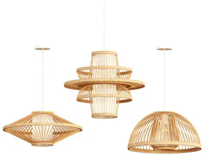 Bamboo LED Pendant 3D model