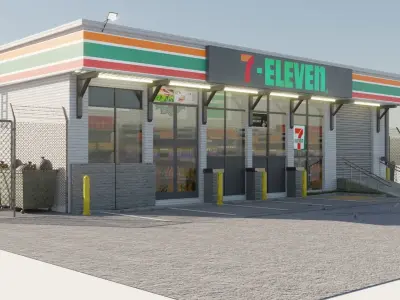7 eleven convenience store Low-poly 3D model