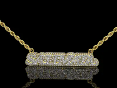 SALIMATA name necklace gold with diamonds 3D print model