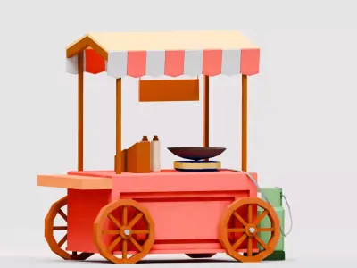 Amusement Park - Food Cart 2 Low-poly 3D model