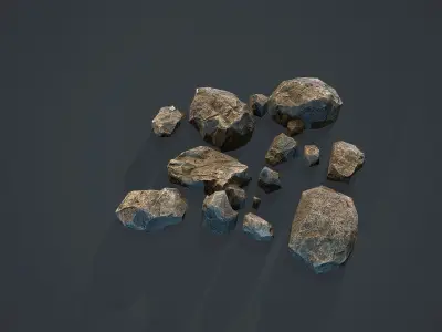 Rock Boulder 10 Rubble Low-poly 3D model