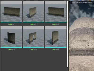  building  Modular Kit - wall collection - PBR  3D Model Pack