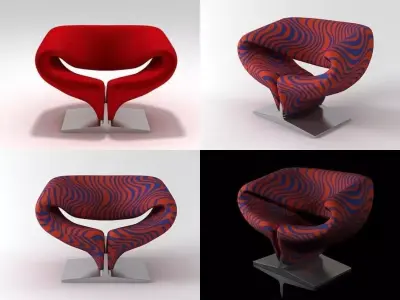 Ribbon chair with stripes 3D model