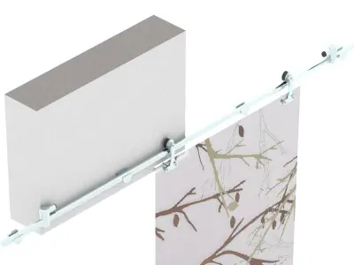 Sliding interior glass door - Full wall section 3D model