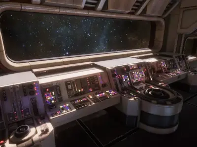 Sc-Fi Computer Console Kit Low-poly 3D model