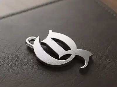 Gothic Letter Q Pendant 3D print model