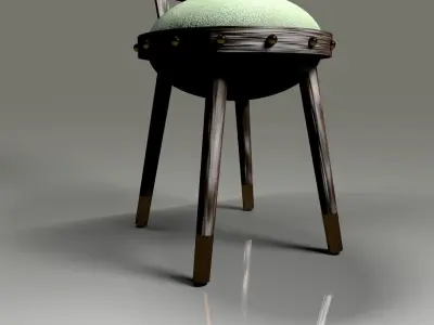 slim tiffany green stool in tea room light 3D model
