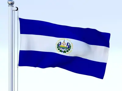 Animated El Salvador Flag Low-poly 3D model