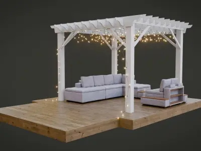 Garden Pergola Low-poly 3D model