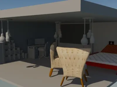 Low Poly Room  Low-poly 3D model
