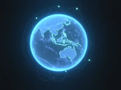 Animated Hologram Planet Earth Sci-Fi 3D Model Low-poly 3D model