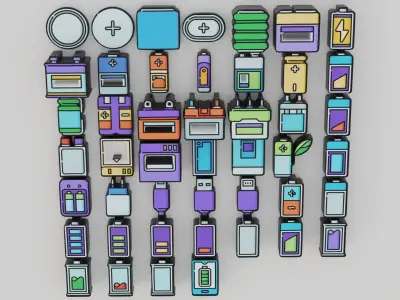 Low Poly Electronics Hardware Computers Battery Machines Sci Fi Low-poly 3D model