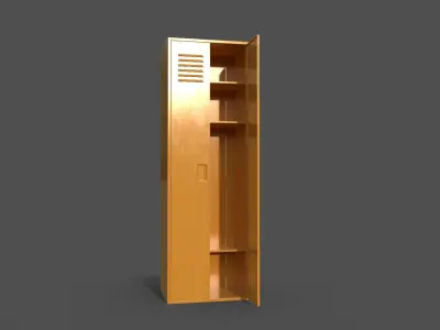 PBR School Gym Locker 09 - Yellow Low-poly 3D model