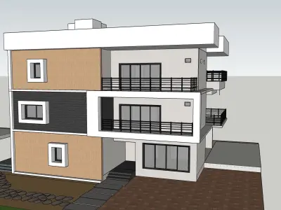 House with 2 floors and many elevations 3D model