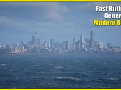 PBR - Collection of building model - Modern Block Low-poly 3D model