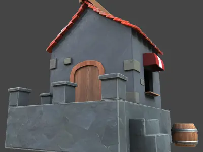 House stylized village 3d model Low-poly 3D model