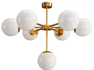 Chandelier modern - glass globes Low-poly 3D model