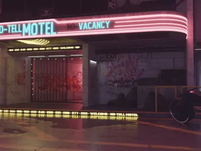 Cyberpunk Street Scene - High Detail 3D model 3D model