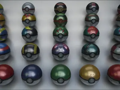 Pokeballs pokemon balls Low-poly 3D model