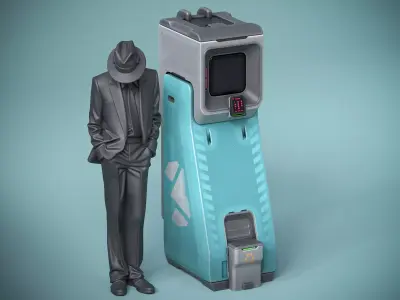 Sci-fi Console X3 PBR Low-poly 3D model