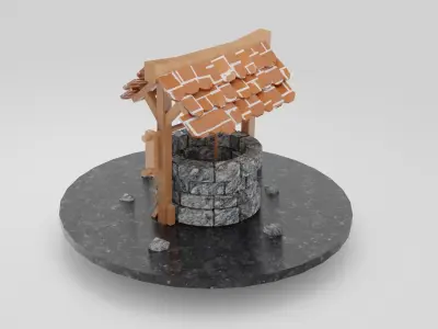 Well Water Stone Well  Medieval Well  Vintage Well  3D Model Low-poly 3D model