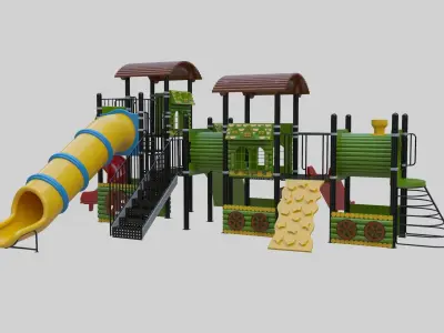 Train Style Playground 3 Low-poly 3D model