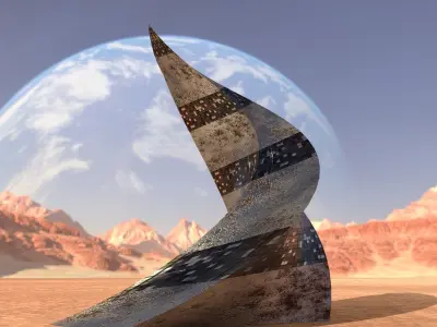 Post Apocalyptic Rusted Building Night Windows 3D model