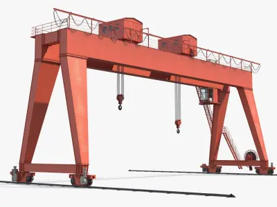  Double Girder Gantry Crane with Rails Red 