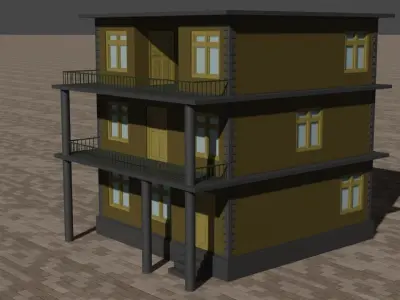 City house low-poly 3D model get
