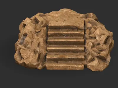 stairs stone 05 Low-poly 3D model