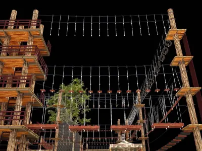 the site of competitions for crossing obstacles at height 3D model