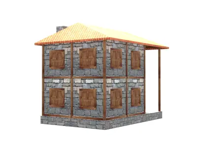 medieval house low poly village town residential house  69 Low-poly 3D model