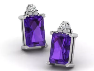 Gold Diamond Women Earring 3D print Model 3D print model 54