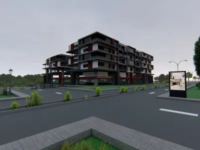 Cubic complex building 3D model