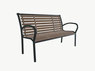 Park Bench Low-poly 3D model 4