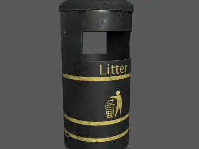 Derby Round Litter Bin Low-poly 3D model