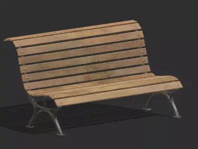 Bench 08 Low Poly PBR Realistic Low-poly 3D model