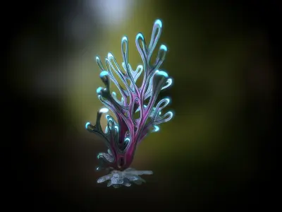 Alien Plant Fern Type 4 Low-poly 3D model