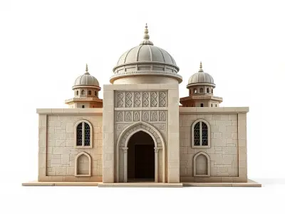 Grand Mosque Architecture Stone Surface Model Pack Low-poly 3D model