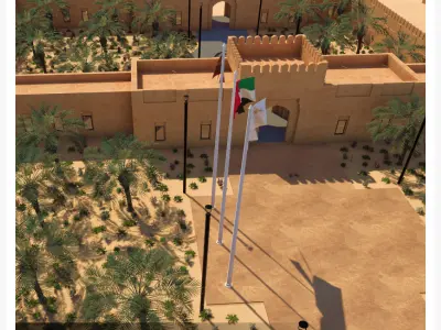 Desert hotel Low-poly 3D model