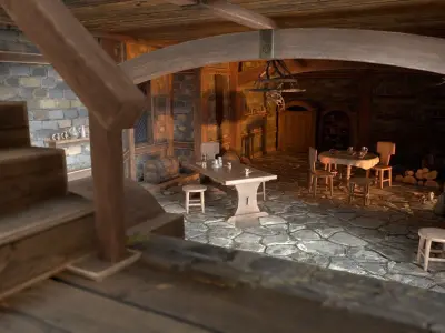 Medieval Interior Set Low-poly 3D model