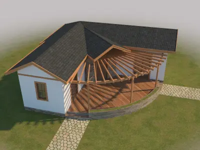 Prefabric House With Pergola 3D model
